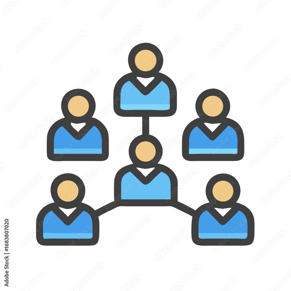 Poster simple organization chart depicting hierarchy and teamwork visually
