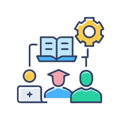 Learning process icon illustration concept with gear and people