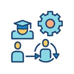 Skills training and people development with gear icon concept