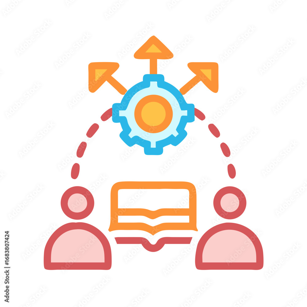 Poster knowledge sharing with teamwork skills using modern technology icons