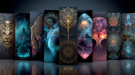 Abstract fractal patterns and shapes. Infinite universe..Mysterious psychedelic relaxation pattern. Dynamic flowing natural forms. Sacred geometry.Mystical spirals.