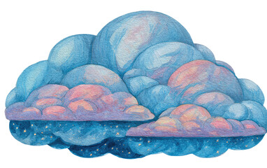 Soft, textured cloud formation with pastel colors and starry night sky