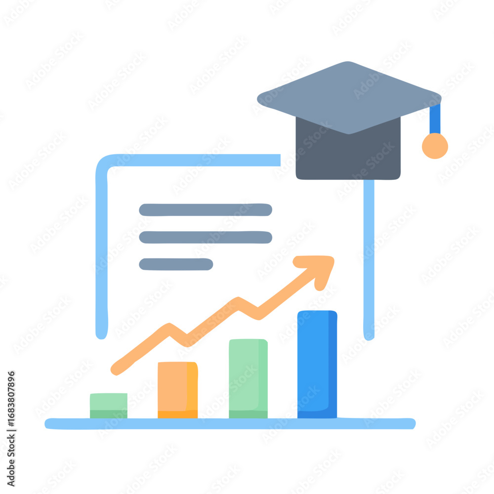 Poster education and financial growth visualization with statistical analysis data
