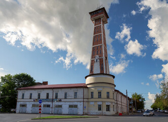 Vintage fire tower in close-up