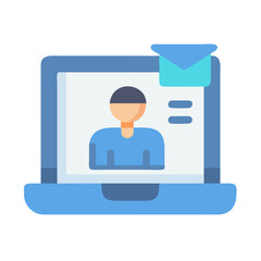 Laptop with profile information and message notification illustration