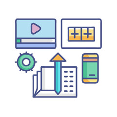 Modern application design with upward trend on black background