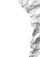 Crinkled white paper edge against a black background