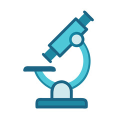 Stylized blue microscope icon isolated on a black background
