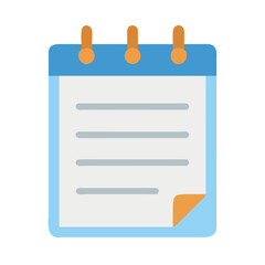 Obraz premium Blue notepad with lined sheets and orange details illustration