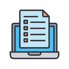 Fototapeta premium Laptop screen showing a checklist graphic vector illustration