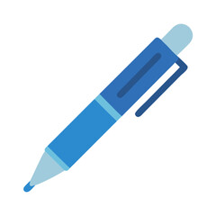 Isolated blue ballpoint pen vector illustration on a black backdrop