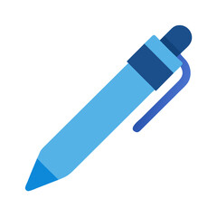 Simple blue pen floating in a black background space