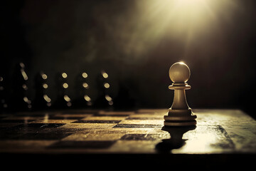 Atmospheric chess game in progress with dramatic lighting