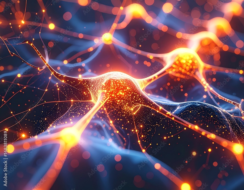 Poster stunning visualization of neural networks with glowing connections