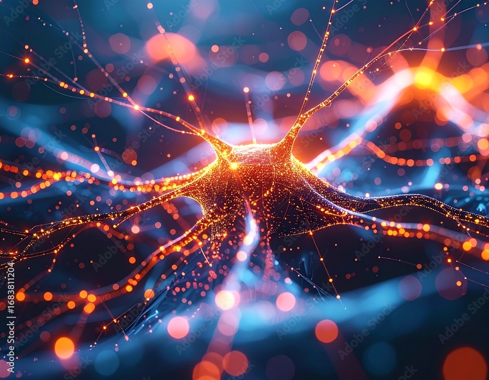 Poster stunning digital representation of neural networks and connectivity
