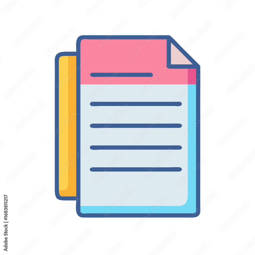 Aufkleber stack of stylized document sheets icon with text lines