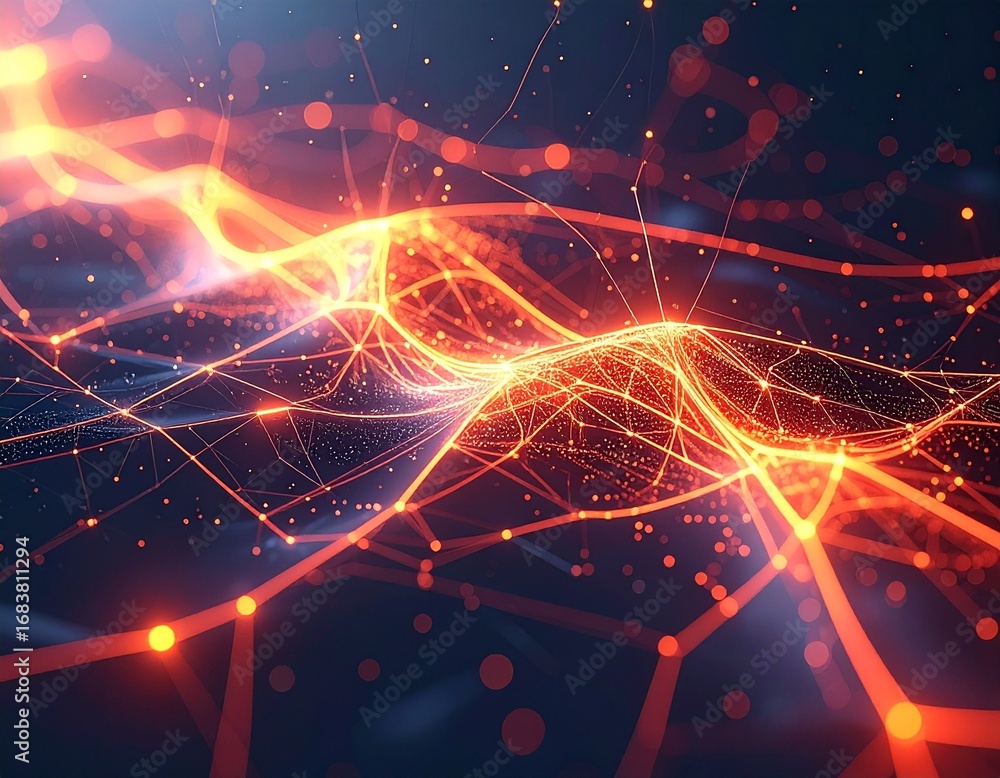 Aufkleber abstract representation of neural networks with glowing lines and node