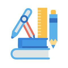 Stylized icon of education and learning tools on black