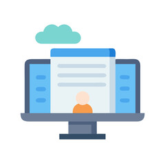 Online presence shown on desktop computer with cloud