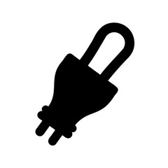 A simple black silhouette of a European type of plug icon