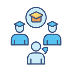 Mentoring and Graduation Pictogram Depicting Education and Leadership Concept