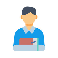 Flat illustration of student holding books on black background