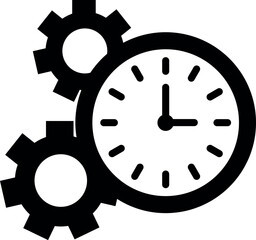 Clock and Gears Icon