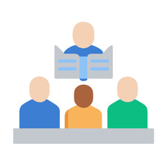 Flat design illustration of diverse group meeting leadership