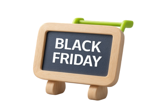 Black friday sale sign isolated on transparent background