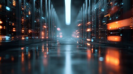 Data center and cyber technology. Futuristic digital background.