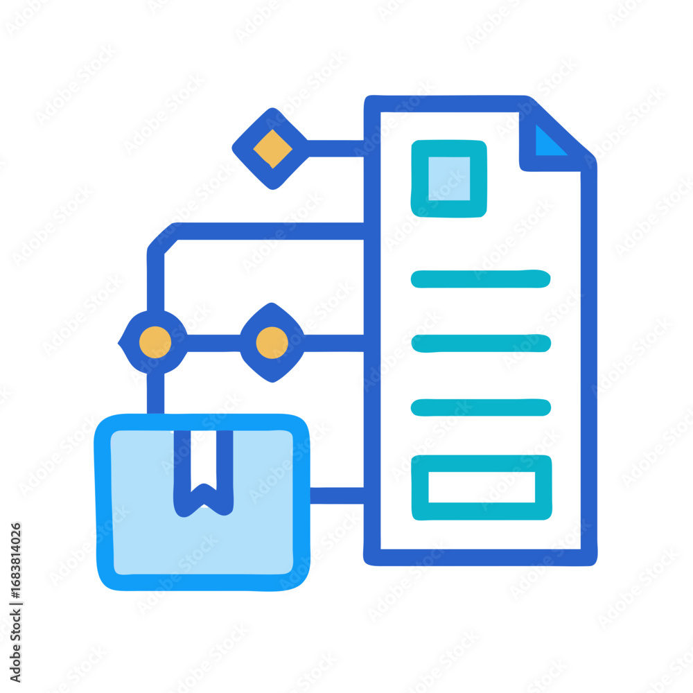 Aufkleber order processing diagram showing delivery from document management system
