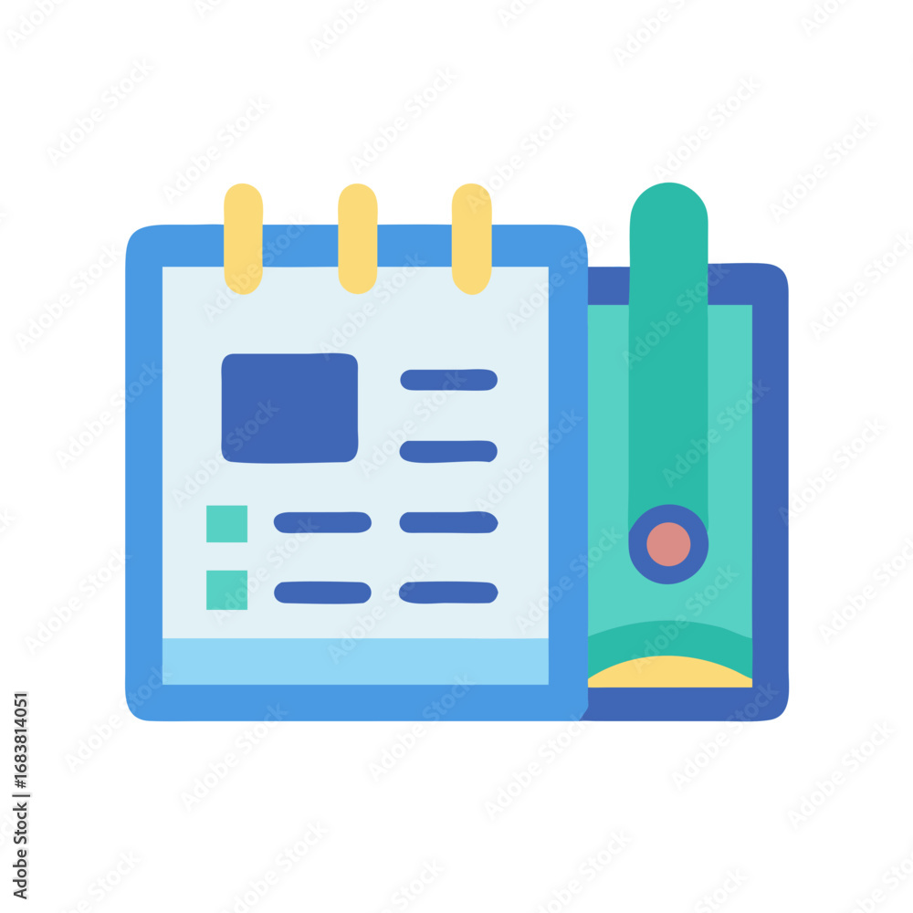 Poster minimalist calendar and file folder icon with flat design