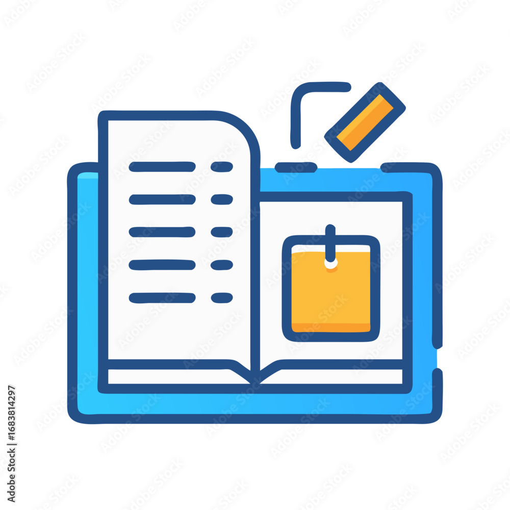 Aufkleber digital tablet application with text lists and notes icon