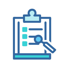 Obraz premium Clipboard and Magnifying Glass Symbol on a Black Background