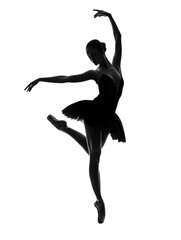 Elegant ballerina performing a graceful pose silhouette isolated on transparent background