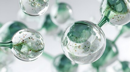 Molecular model of DNA. Science background. Molecular structure background, green color. illustration,  render