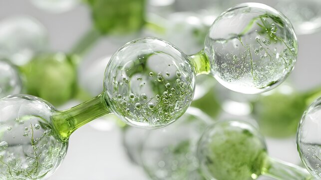 Molecular model of DNA. Science background. Molecular structure background, green color. illustration,  render