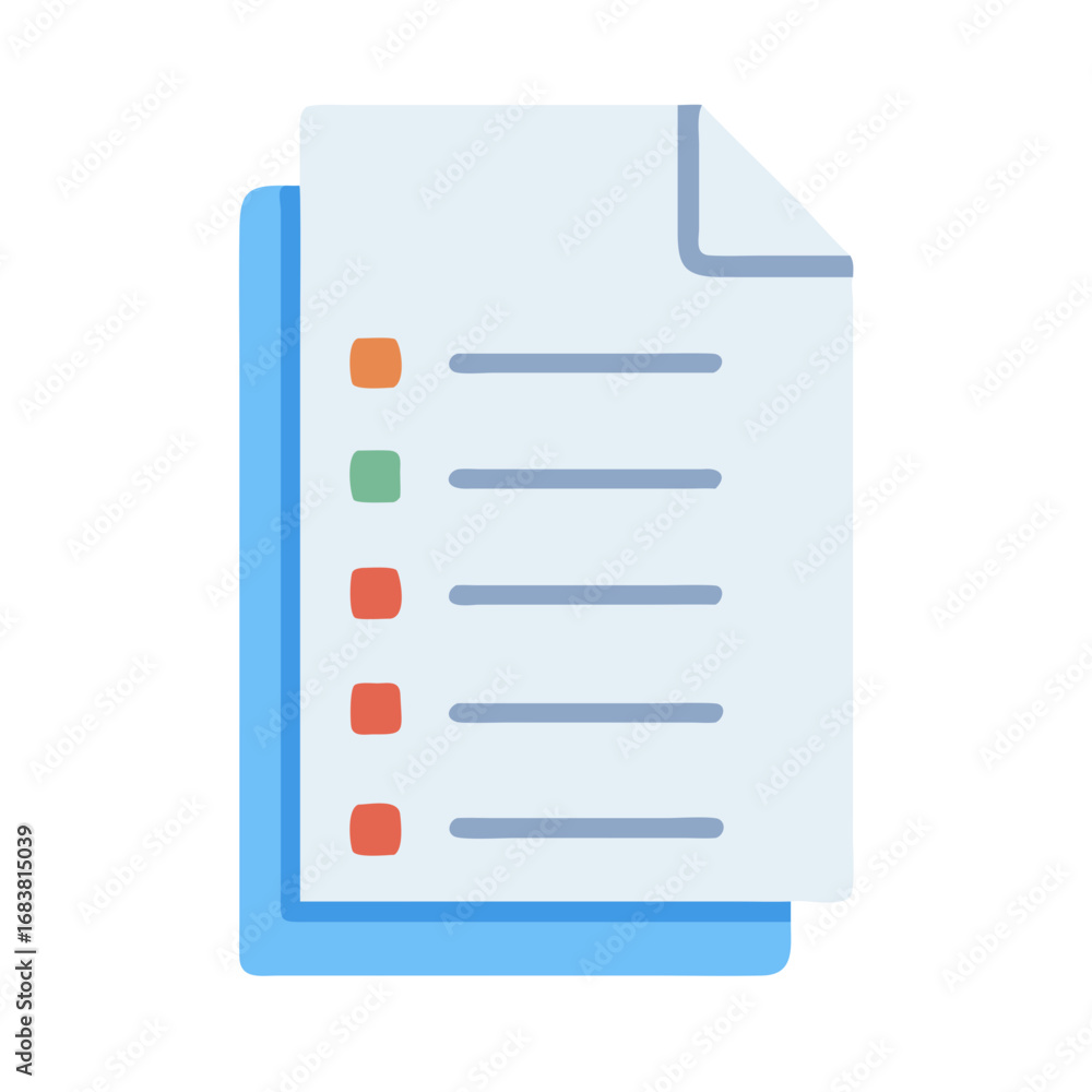 Poster flat style checklist or document icon for task management
