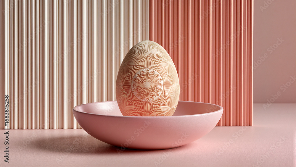 Poster decorative eggs on a pastel backdrop in a calm setting