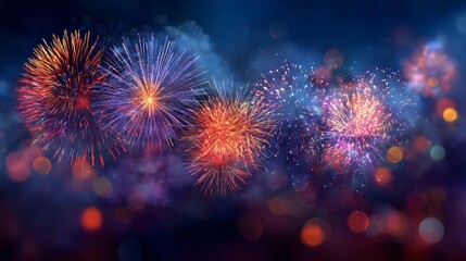 Colorful fireworks in the night sky.