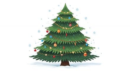Christmas tree illustration with decorations