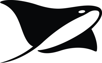 Manta ray silhouette logo fish, Black stingray marine vector illustration