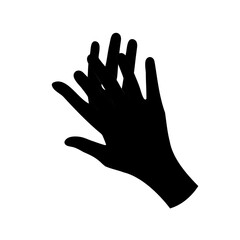 Silhouette of interlaced hands in a gesture of connection and support