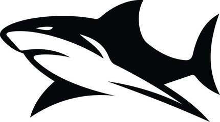 Shark silhouette logo marine design, Black sea predator vector illustration