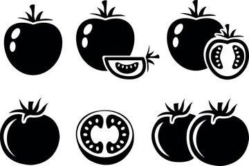 Assortment of Black and White Tomato Silhouettes