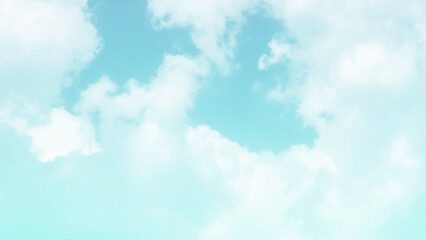 Blue sky with white fluffy cloud. Cumulus clouds background. Cloudscape morning sky. The concepts of freedom of life, never give up and positive though energy.