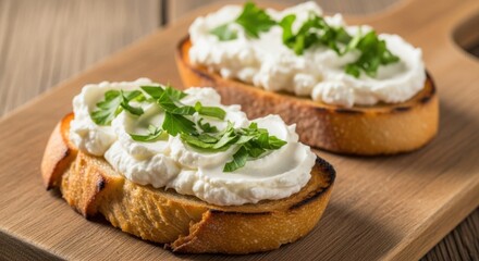 Delicious Creamy Cheese Bruschetta Topped with Fresh Herbs