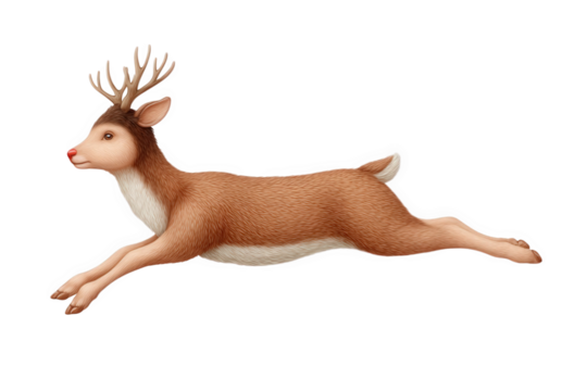 A running reindeer isolated on transparent background