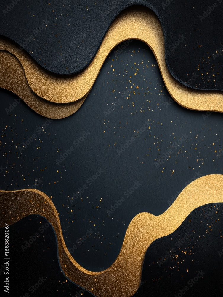 Poster elegant golden wave patterns against a dark background creating a sophisticated and modern aesthetic