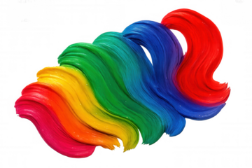 Vibrant rainbow brush strokes flowing dynamically, blending colorful artistic expression with transparent minimalist design